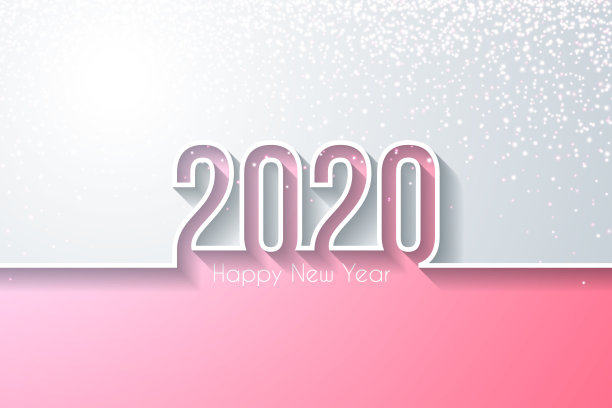 2020年新年快乐，金色闪光-白色背景图片下载