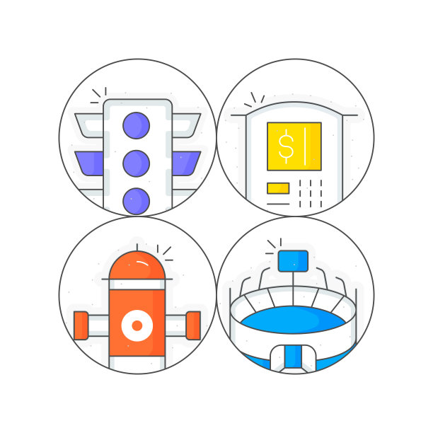 城市标志，红绿灯，自动取款机，消防栓，体育场图片下载