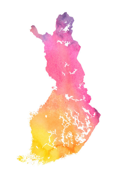 芬兰水彩光栅地图插图图片下载