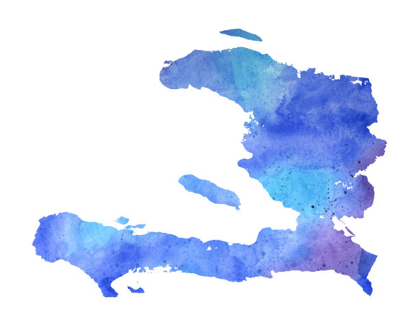 海地水彩光栅地图插图图片下载