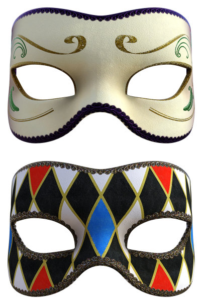 狂欢节面具隔离白色，3d渲染。图片下载