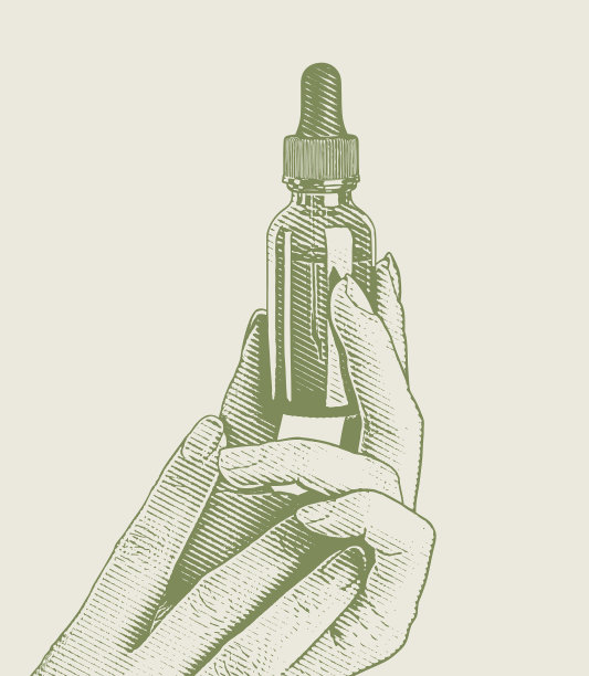 手握CBD油瓶和吸管图片下载