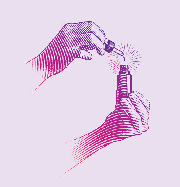 女人的手使用CBD油瓶和吸管图片下载