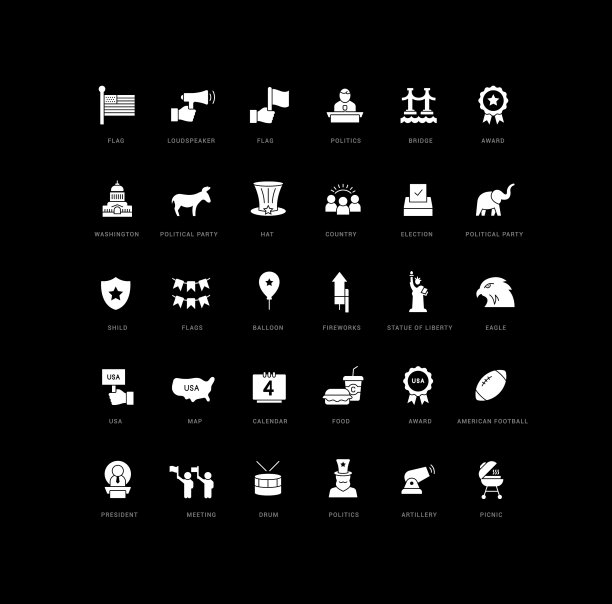 一套简单的图标的独立日图片下载