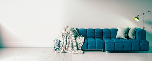 可爱的沙发组合与复制空间在墙上-复制空间背景图片下载