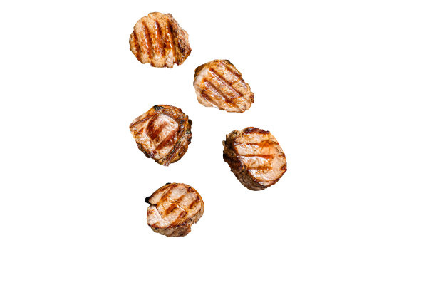 烧烤烤猪排，里脊肉。高品质隔离，白色背景。图片下载