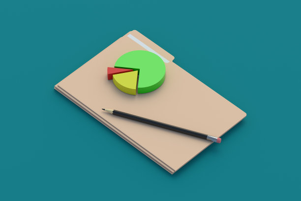 在工作桌上的铅笔和图表旁边放一叠文件夹。财务报告。会计报告。商业文书工作。官僚主义和文件。分析数据。三维渲染图片下载