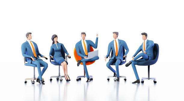 商务人士开会，讨论交易，分享想法，一起工作。三维渲染图图片下载