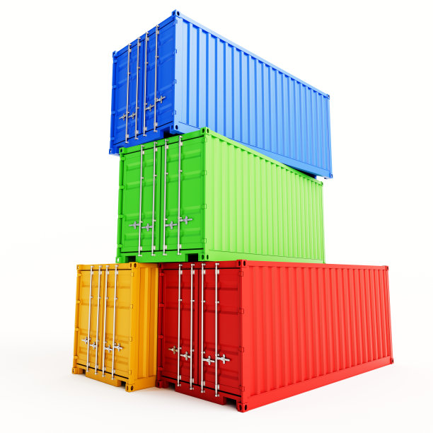 集装箱堆叠在一起，孤立在白色背景上图片下载