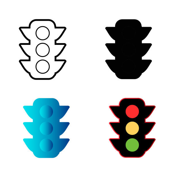 抽象交通灯剪影插图图片下载