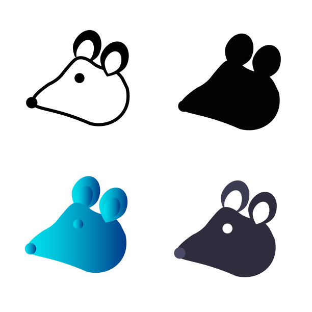 抽象平面鼠标头部轮廓插图图片下载