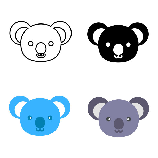 抽象平面考拉头部轮廓插图图片下载