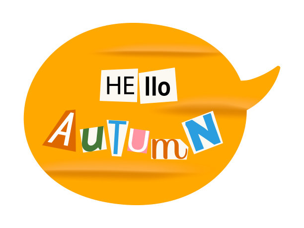 你好，秋天现代垃圾贴纸矢量插图图片下载