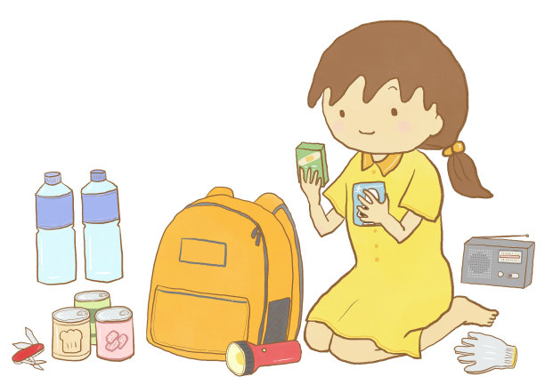 女孩在检查应急包图片下载