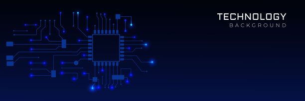 抽象的未来主义电路板插图，高电脑技术深蓝色背景。图片下载