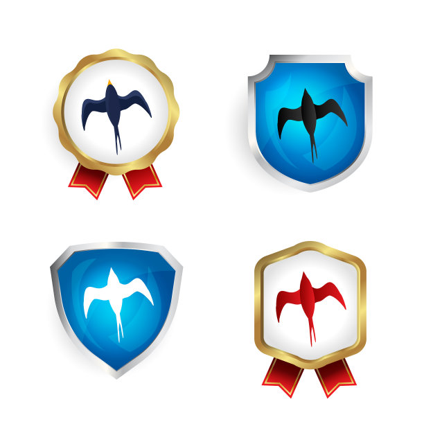 摘要平燕鸟徽章和标签收集图片下载