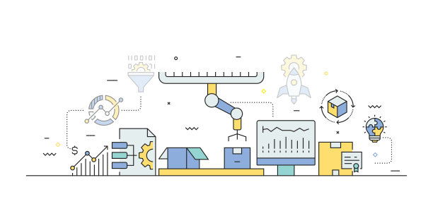 产品管理相关的线条风格横幅设计网页，标题，宣传册，年度报告和书籍封面图片下载