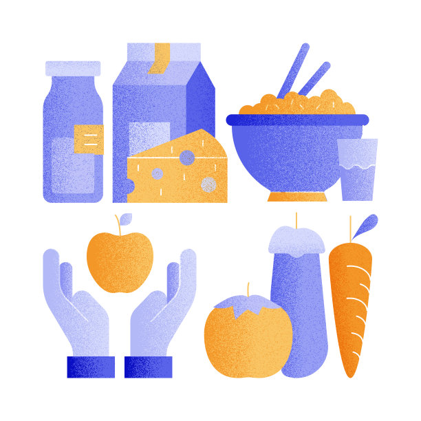 有机食品和健康营养相关的矢量图标。图片下载