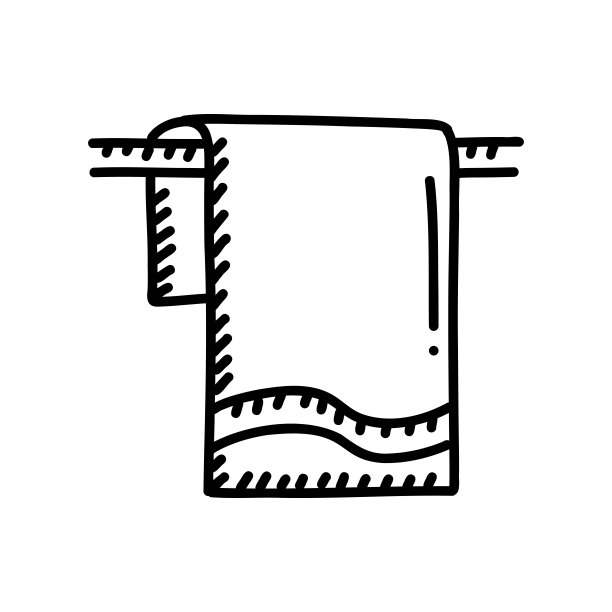 毛巾手绘制的图标，涂鸦风格矢量插图图片下载