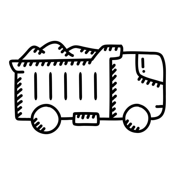 卡车手绘图标，涂鸦风格矢量插图图片下载