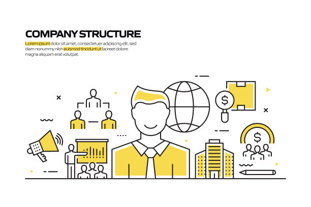 公司结构概念，线风格矢量插图图片下载