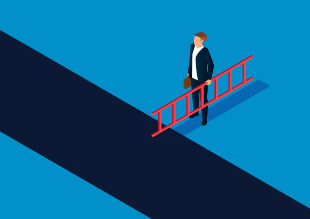 商人拿着梯子站在溪边图片下载