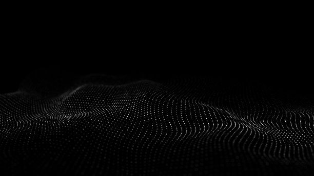 未来数字波。黑暗的网络空间。带点的抽象波。背景上白色的移动粒子。3 d渲染。图片下载
