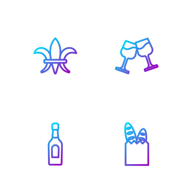 排好法国法棍面包香槟瓶图片下载