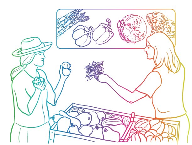 鲜食市场摊位彩虹图片下载