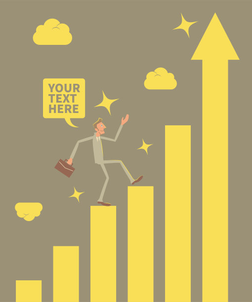 商人在增长柱状图上攀升图片下载
