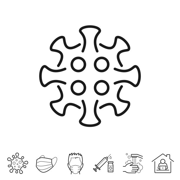 冠状病毒细胞(COVID-19)。线条图标-可编辑的笔触图片下载