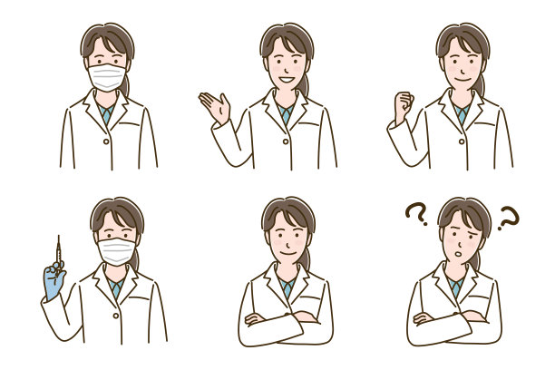 穿白大褂的女人，矢量插图图片下载