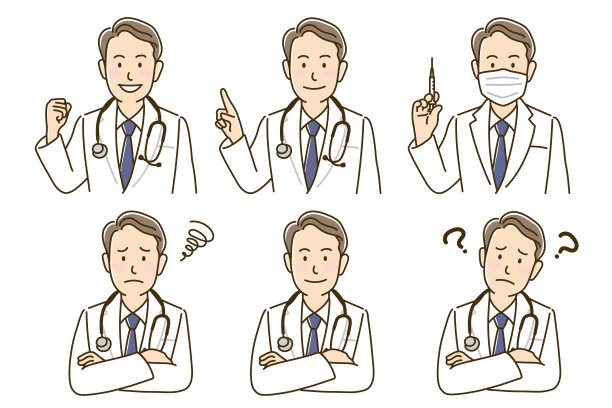 白大褂男组，矢量图图片下载