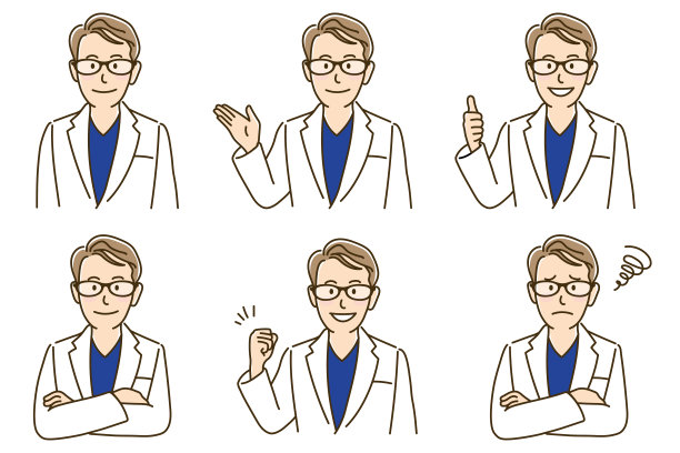 白大褂男组，矢量图图片下载