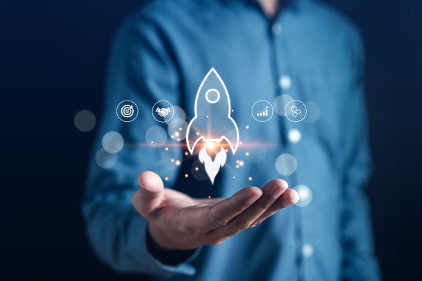 踏上火箭icon的商业之旅，加速迈向我们的目标，快速启动势头。放眼成功，锐意进取，锐意创新图片下载