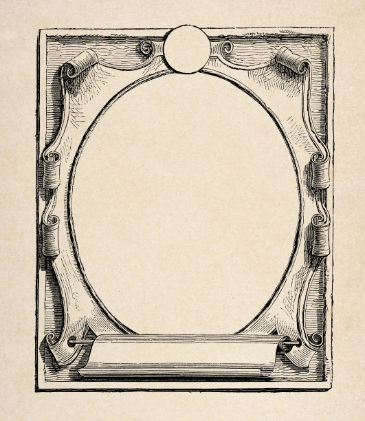 古董纸纹理背景与滚动框架边框设计图片下载