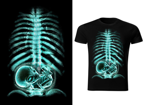 外星人x光t恤设计。数字绘画图像。图片下载