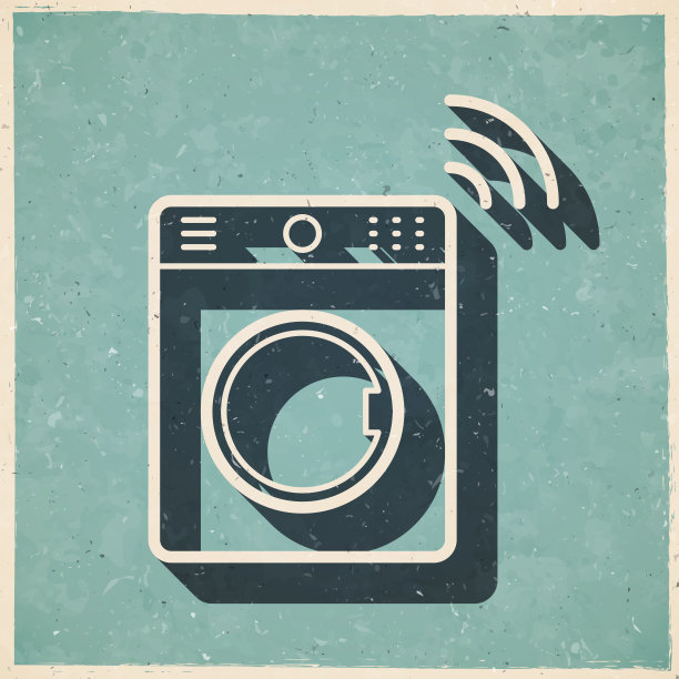 智能洗衣机。图标复古复古风格-旧纹理纸图片下载