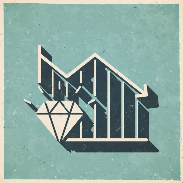 Diamond的下降图。图标复古复古风格-旧纹理纸图片下载