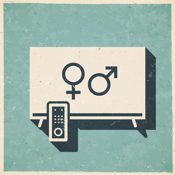 带有性别符号的电视。图标复古复古风格-旧纹理纸图片下载