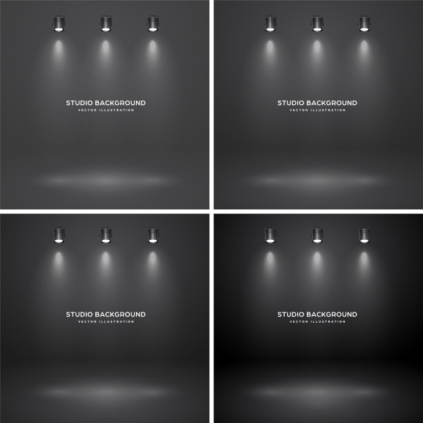 空的黑色工作室抽象背景与聚光灯效果。产品展示背景。舞台灯光。矢量图图片下载