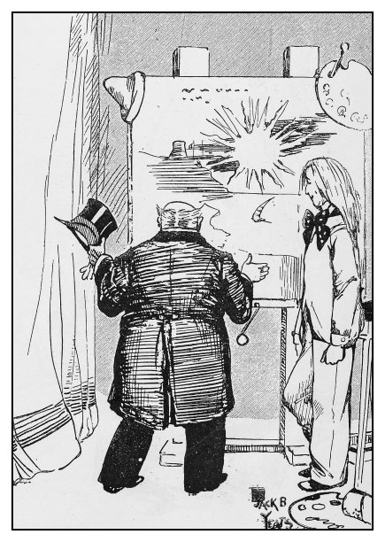 古董插图:画家卡通图片下载