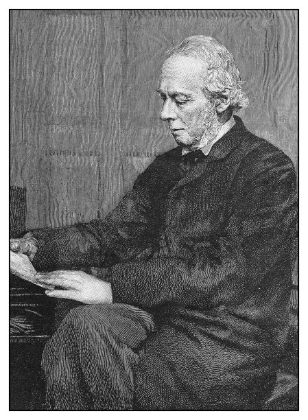 古董插图:看书的男人图片下载