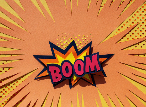 手工剪纸波普艺术漫画背景。卡通平面风格。图片下载