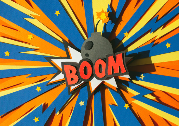 手工彩色剪纸演讲泡泡。波普艺术和漫画风格。图片下载