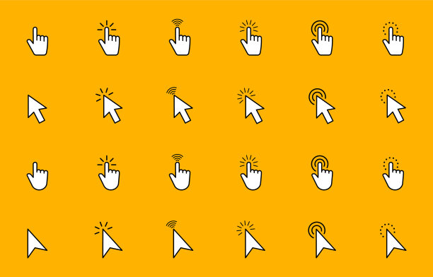 指针图标。箭头指针。指针单击。光标图标。点击的手指。电脑鼠标点击。矢量插图。图片下载