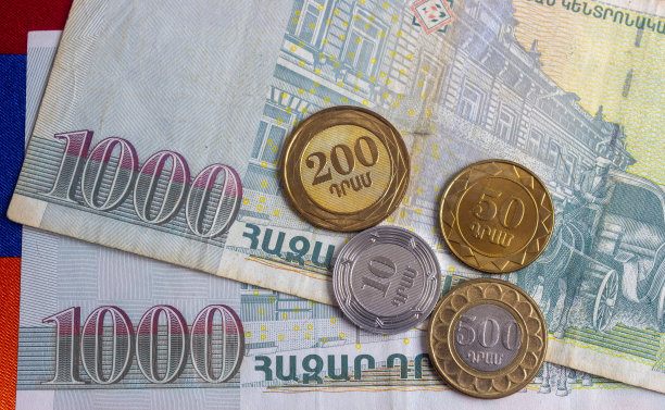 亚美尼亚国家货币德拉姆纸币和硬币图片下载