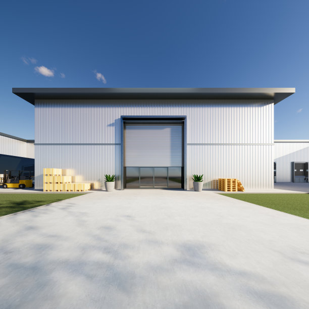 3d渲染配送中心的工业背景和物流概念，进出口。图片下载