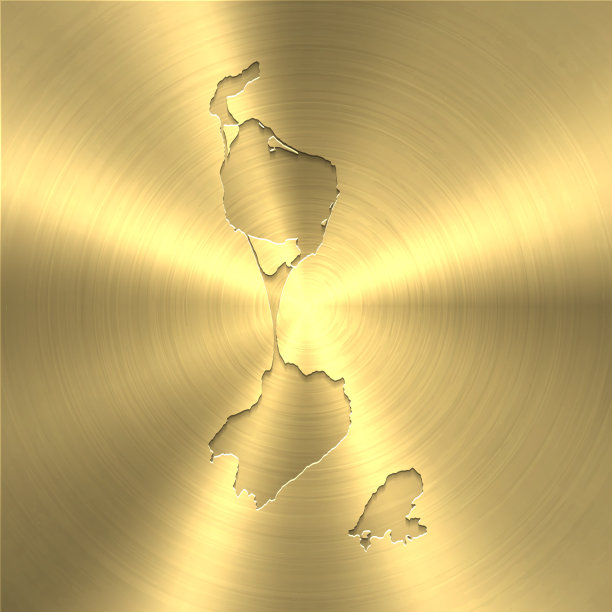 圣皮埃尔和密克隆地图上的金色背景-圆形拉丝金属纹理图片下载