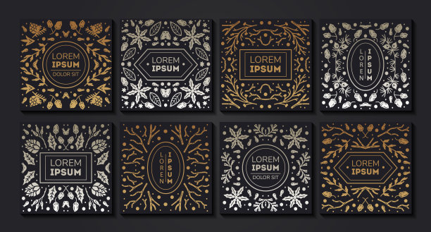 矢量集豪华花卉图案，邀请卡，横幅。圣诞快乐图片下载